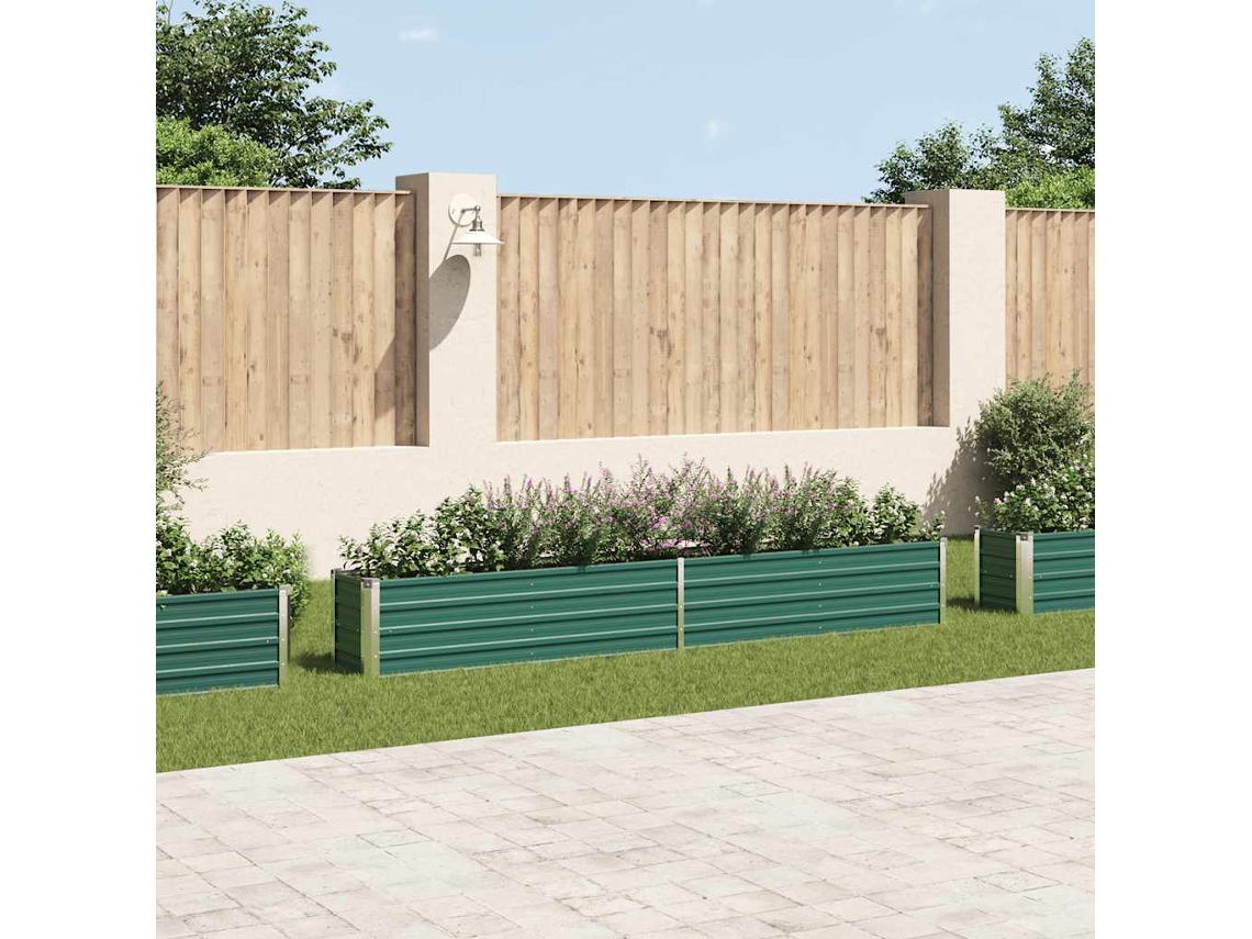Sitio de construcción elevado | Jarrón de jardín | Jardinera de acero galvanizado 320x40x45cm Verde Wsd964945 Lovely Home