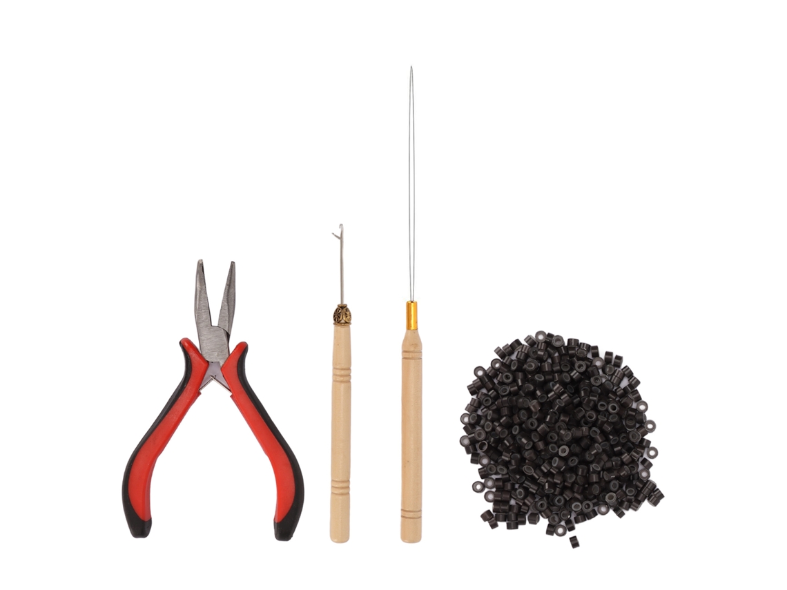 Kit De Herramientas Profesional Para Extensiones De Pelo Con 4 Piezas Y 500 Anillos De Silicona