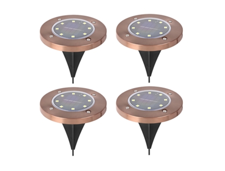 Paquete de 4 luces de disco solares para exteriores, iluminación de paisaje de tierra impermeable para paso de pasarela de jardín