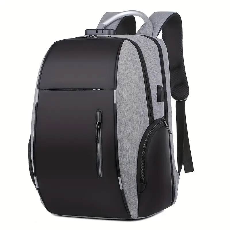 Mochila Oxford Impermeable Con Candado De Combinación, Gran Capacidad, Asas De Hombro Ajustables, Gris Claro,gusshious