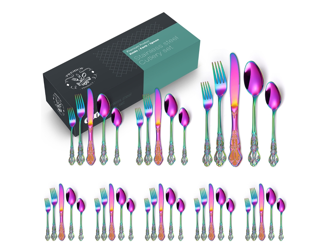 Conjunto de Talheres de Aço Inoxidável 40 Peças-Colorido GERTIZ