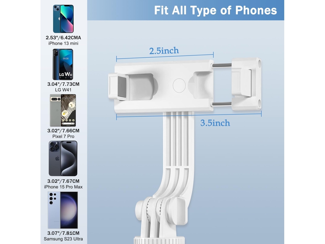 Trípode Para Selfies Bt12 Con Luz De Relleno, Palo Para Selfies De Acero Inoxidable Con Bluetooth, Control Remoto