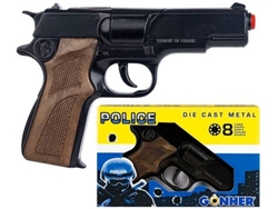 VPMKP-Lanzador GONHER Pistola Policia 8 Tiros Negro (Edad Mínima Recomendada: 4años)
