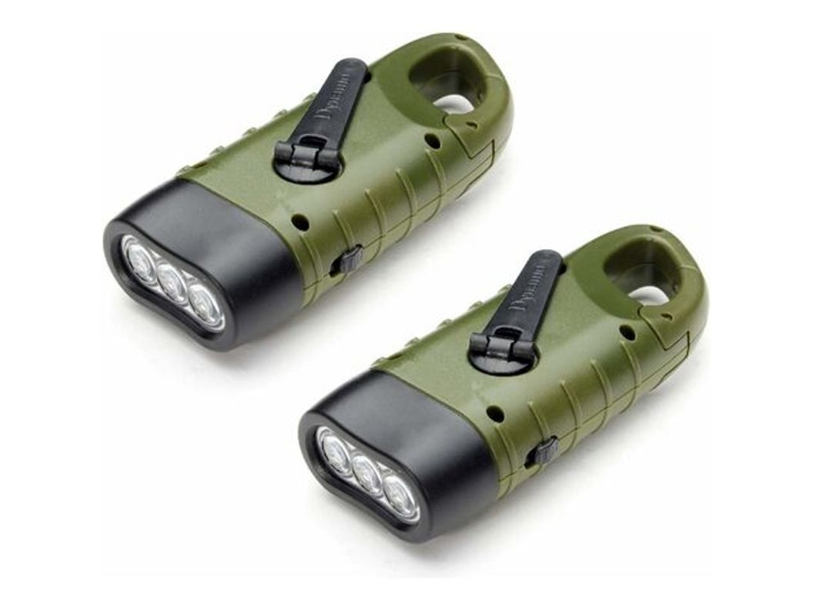 Linterna Solar Recargable (2 Pack), Linterna Emergencia Led Con Manivela Dinamo Para Senderismo Viajes Campamento Escalada Verde Ejército