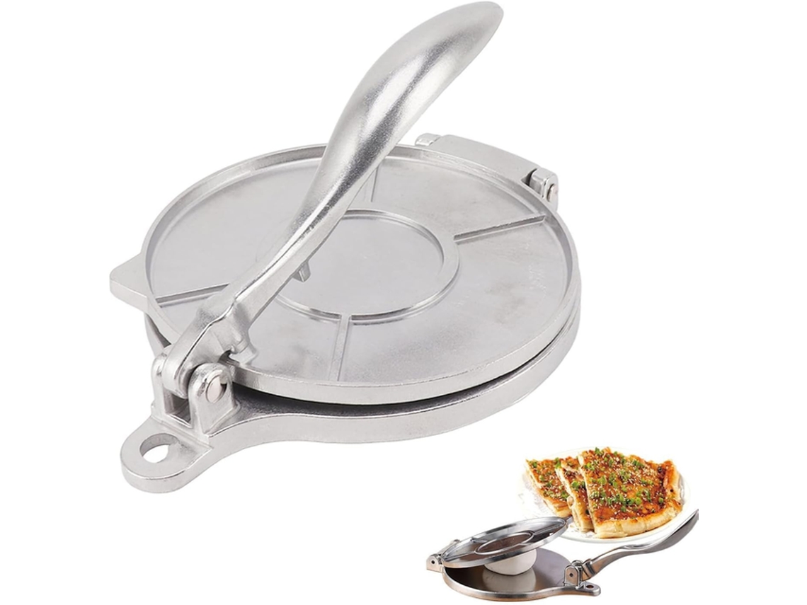 Prensa para tortillas de 16 cm, de hierro fundido, color plateado Tommy01