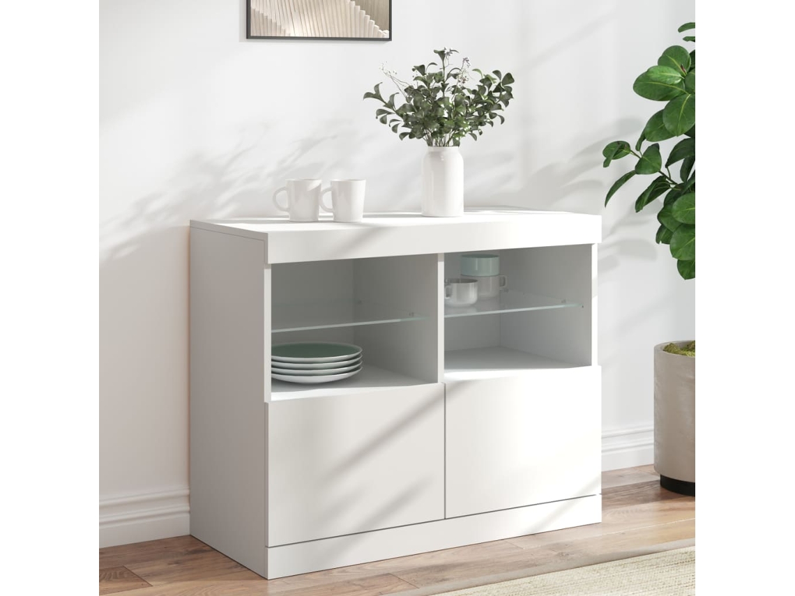 Aparador Con Luces Led Blanco 81x37x67 Cm