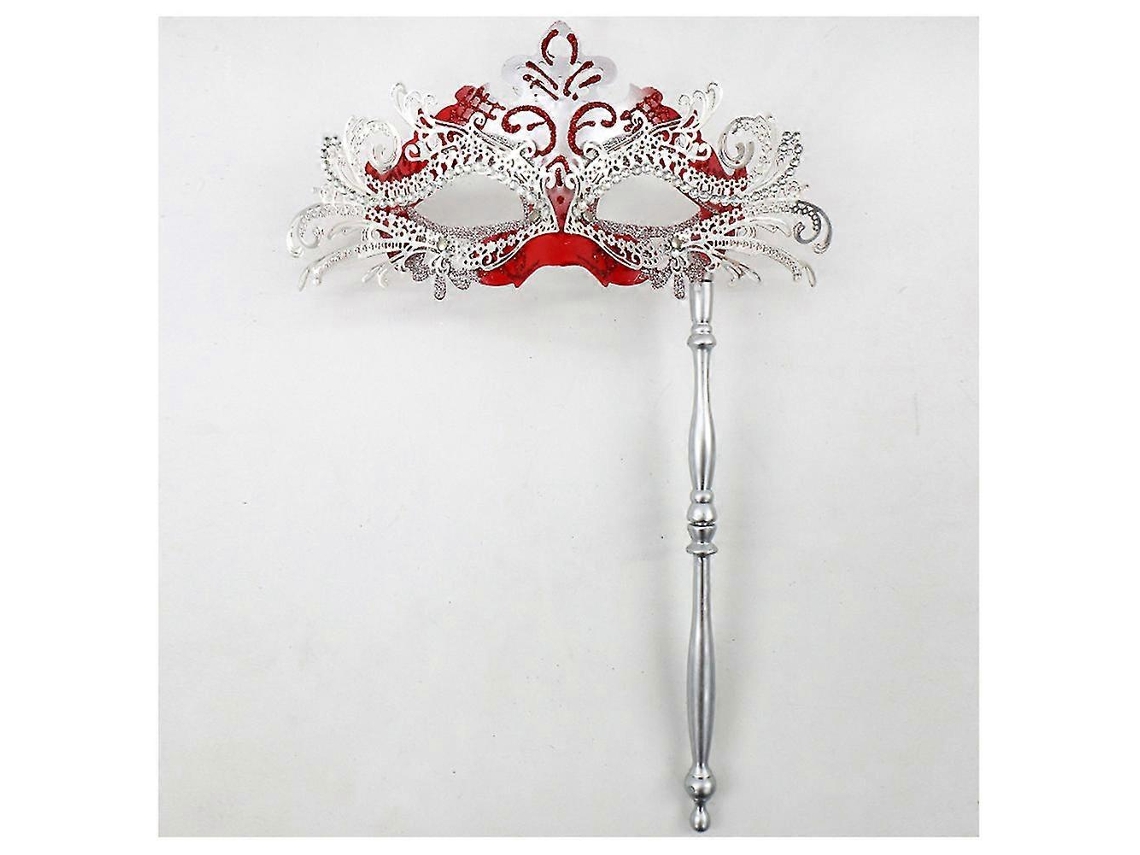 Máscara facial de cauda de fênix com alça removível, glitter brilhante para festa à fantasia, vermelho prateado
