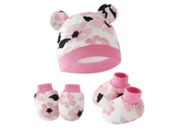 Conjunto esencial para bebé: gorro, guantes y zapatos antiarañazos. Incluye gorro, guantes y protectores de pies con estampado floral. Estampado floral Chennnls.