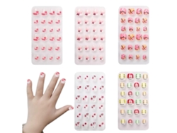 Juego de uñas postizas infantiles, cobertura total, uñas cortas, un bonito regalo para niñas, modelo número 4.