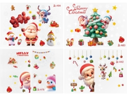 Pegatinas De Invierno Para Ventanas | Decoraciones Removibles Para Fiestas, Pegatinas De Papá Noel Y Copos De Nieve