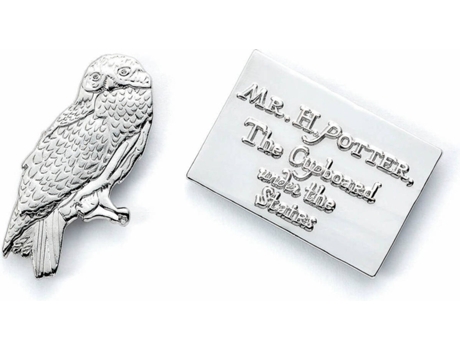Juego de Pins HARRY POTTER Hedwig & Hogwarts Letra Plateado