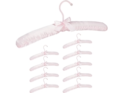 HYMNORA Pack de 10 perchas de satén, con almohadilla suave para chaquetas, gancho giratorio 360°, 38 cm, con lazo, rosa