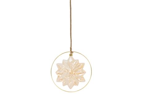 Adorno de Árbol de Navidad ECD GERMANY Flor Pascua Leds Blanco Cálido Dorado (18 cm)