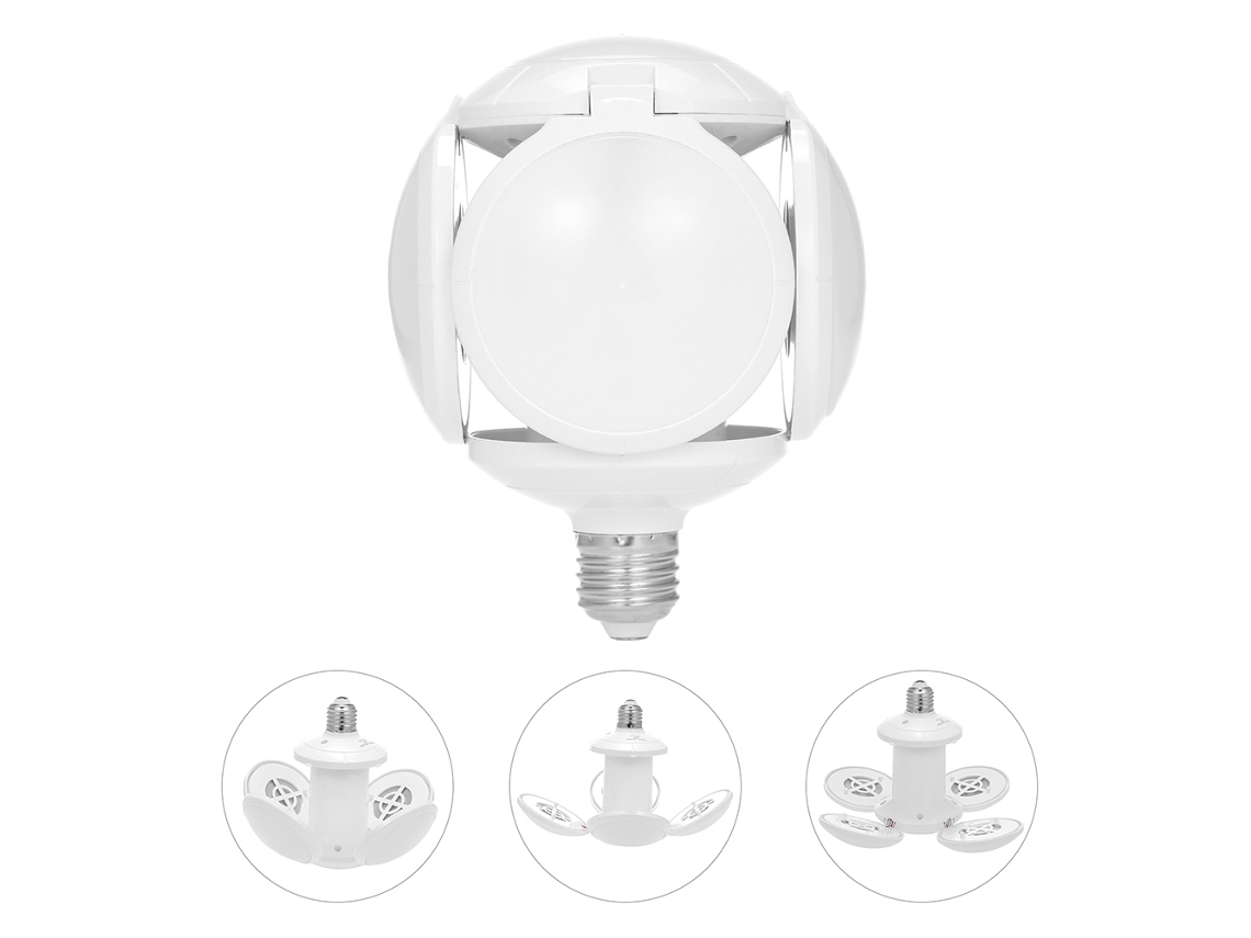 2026-lámparas Led Para Garaje Deformables 40w Con 4 Paneles Ajustables Bombilla Led E26/e27 Iluminación Techo Luz De Día