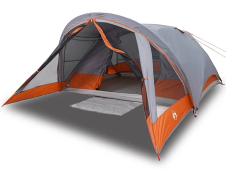 vidaXL Tienda de campaña para 4 personas impermeable gris y naranja