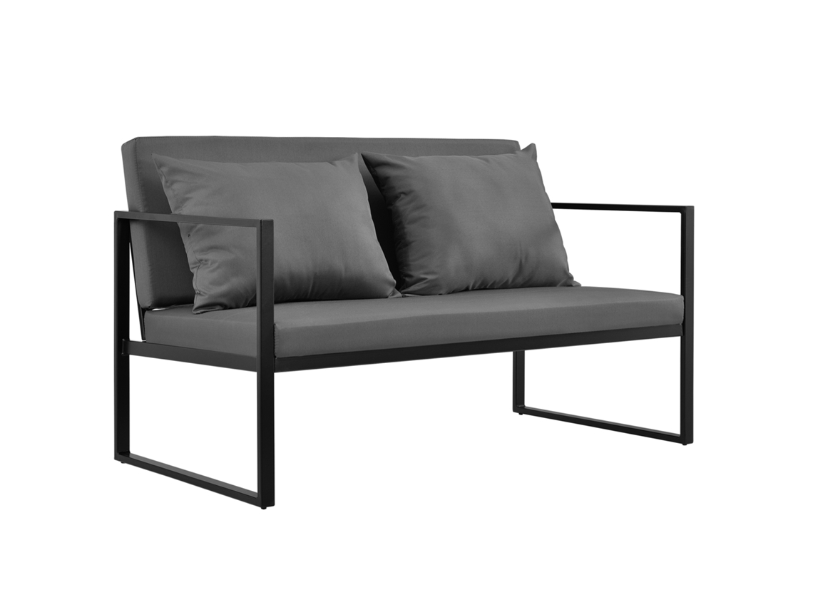 Sofá de Exterior CASA.PRO (Hierro - Negro - 70x114x60 cm)