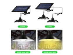 2026-luz De Techo Led Solar Ajustable Con 2 Cabezas, Lámpara Colgante Para Patios, Ip65, Control Remoto Y Temporizador