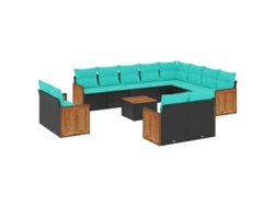 Maison Exclusive - Conjunto De Sofá De Jardín De 13 Piezas Con Cojines, De Poliratán Negro