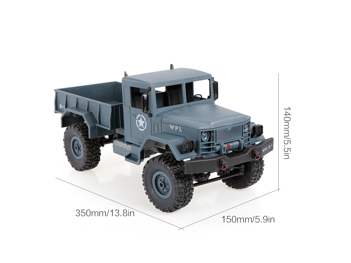Coche Teledirigido Todoterreno Wpl B-1 1/16 4wd Con Faros Delanteros, Camión De Juguete Para Niños, Listo Para Usar.