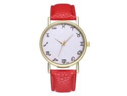 Reloj Deportivo Unisex De Cuero Rojo Analógico De Cuarzo Para Hombre Y Mujer