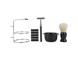 Kit De Barbear Para Homem 5 Peças Com Bacia De Aço Inox, Pincel, Suporte E Ferramentas De Barbear