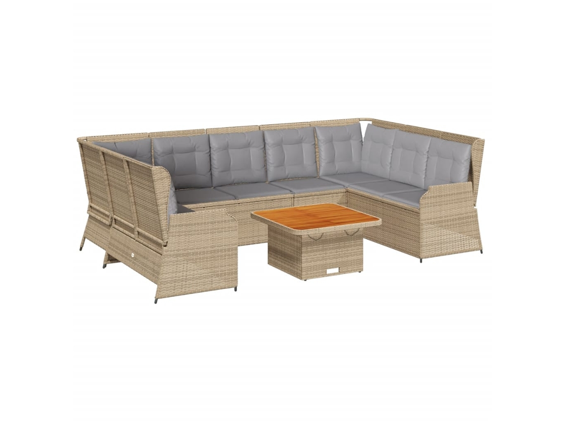 Maison Exclusive - Set De Muebles De Jardín Y Cojines 7 Pzas Ratán Sintético Beige