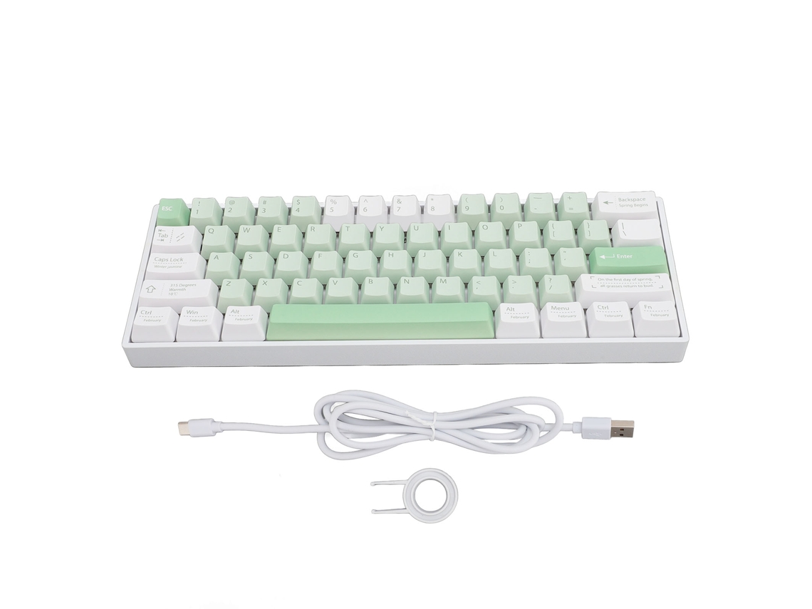 Teclado Mecânico 60% 61 Teclas Switch Vermelho Rgb Sem Fio 2.4g Bluetooth Com Fio Compacto