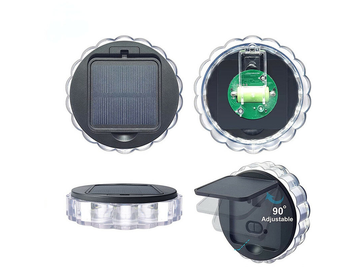 Lámpara de pared solar RGB para exteriores, terraza, luz de pétalos redonda para valla, 8 modos, luz brillante para jardín, control remoto