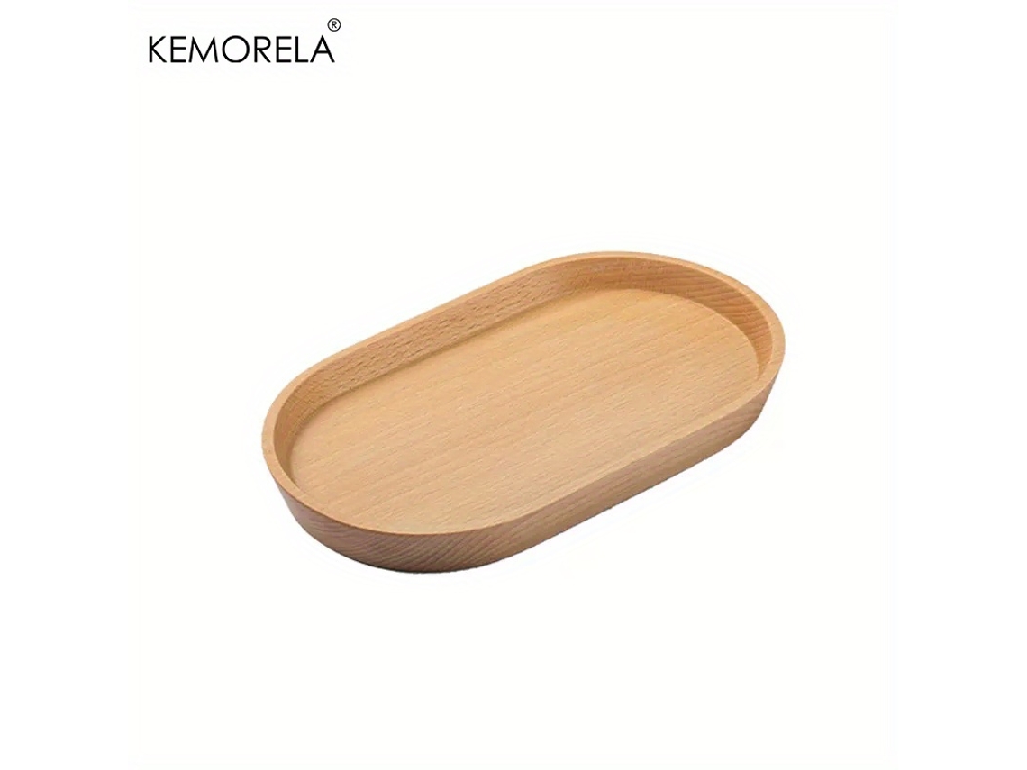 Plato de postre de una sola pieza de madera maciza, cuenco redondo de estilo japonés para servir frutas secas y aperitivos. Mdug (color madera clara)