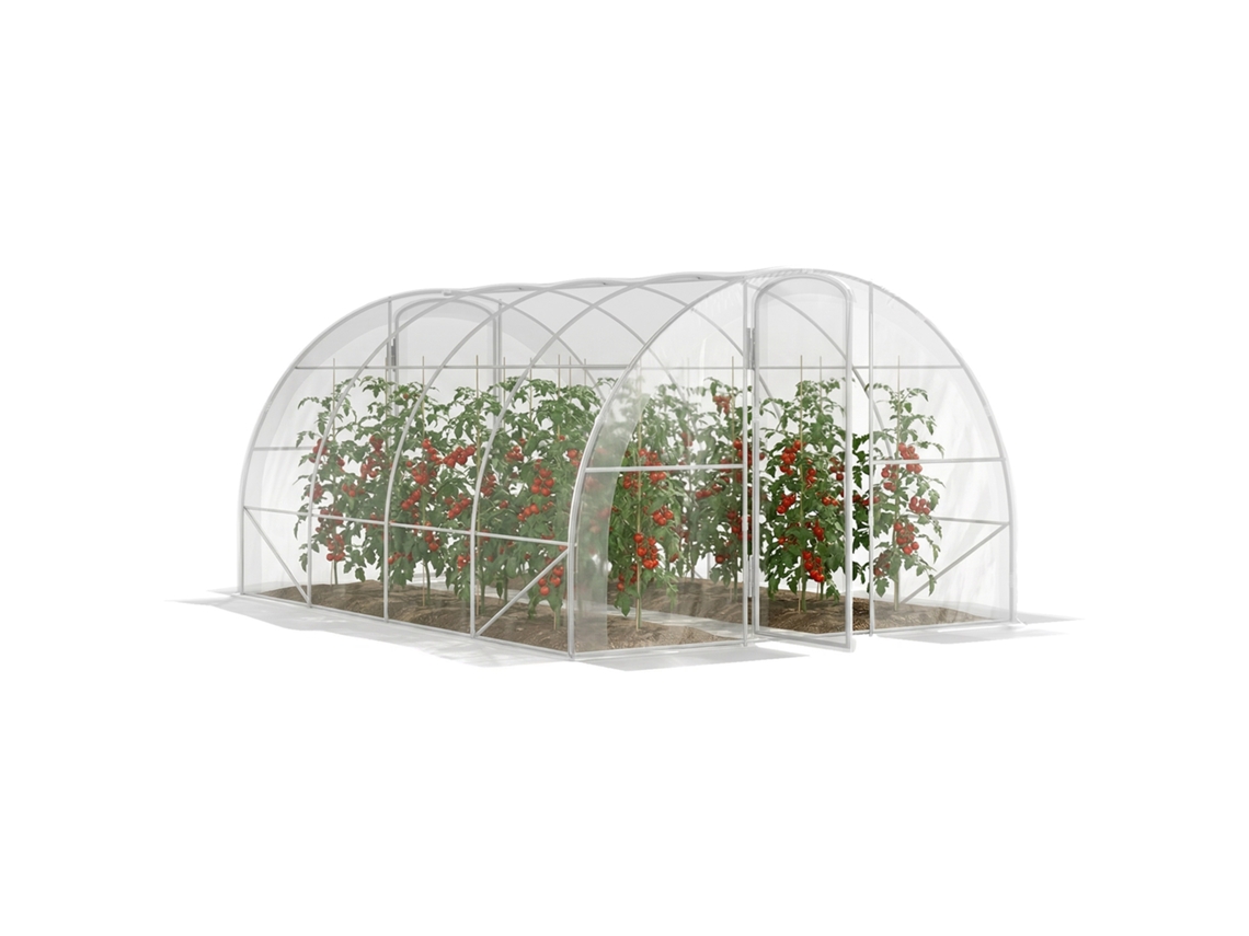 Invernadero Túnel 12m² 4x3x2m Pe 150g/m² 2 Puertas Abatibles Verde