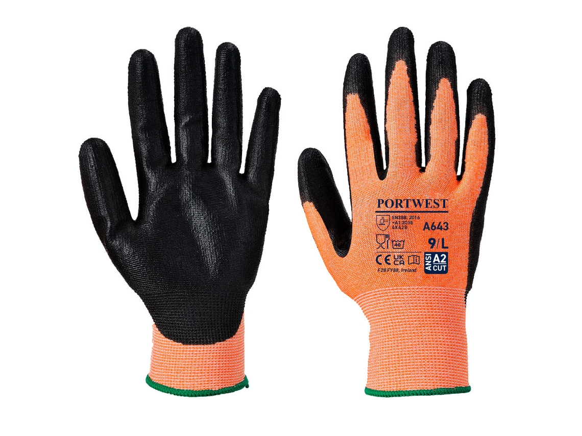 Guante de corte de nitrilo ámbar Portwest con protección y agarre / Ámbar / L