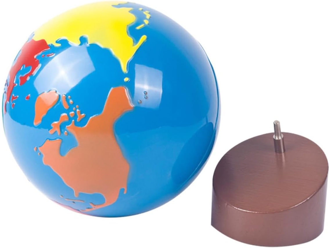 Globo terráqueo educativo con base de madera para niños, tamaño mediano, multicolor. CHABERLU