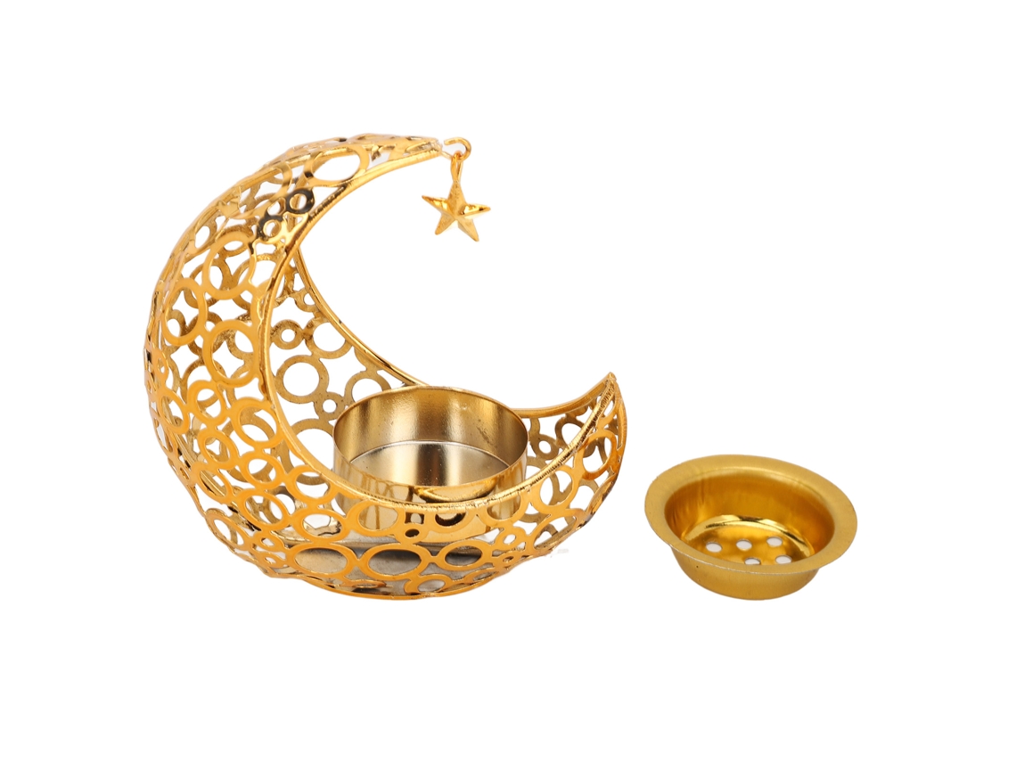Porta Velas Artístico Lunar Dorado Moderno Romántico Para Velas Aromáticas Reduce Estrés