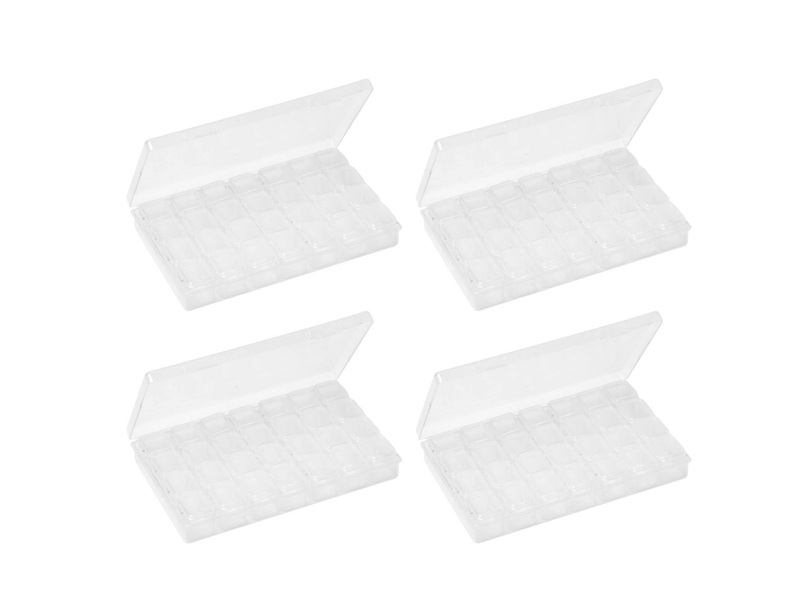 Caja Organizadora De Plástico De 4 Piezas Con 28 Compartimentos Transparentes Para Joyas, Anillos Y Diamantes De Imitación.