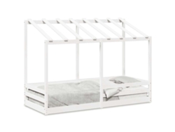 Maison Exclusive - Cama Infantil Con Techo Madera Maciza Pino Blanco 75x190 Cm
