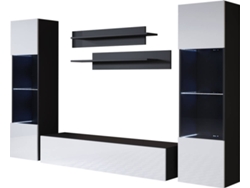 Conjunto de Muebles de TV MÓVEIS BONITOS Luke (Negro y Blanco - 260x40x165 cm)