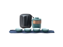 Juego De Té Portátil De Cerámica Antiquemaduras Con Infusor Y 4 Tazas Para Viajes Y Acampadas.