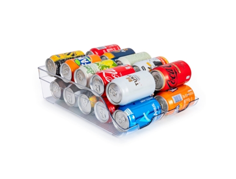 Doble Organizador de Latas Rectangular Para Nevera PLASTIC FORTE (Capacidad 20 Uds)