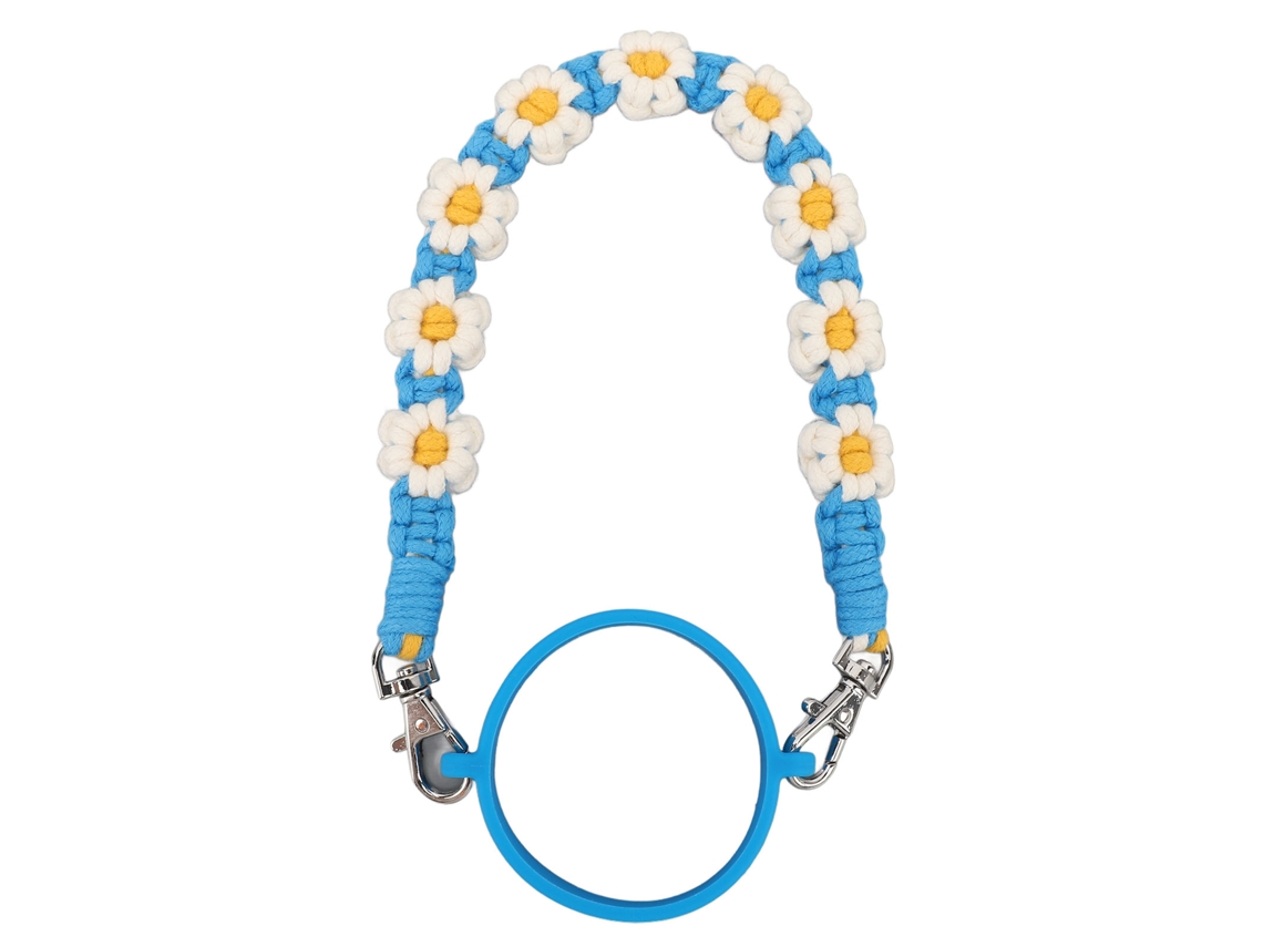 Cordón de silicona con forma de flor azul para botellas, ideal para viajes.
