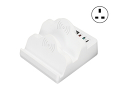 Estación De Carga Con Concentrador Usb De 6 Puertos, 2 Puertos De Carga Inalámbrica, Qc 3.0, Usb-c, Pantalla Lcd Y Enchufe Británico.