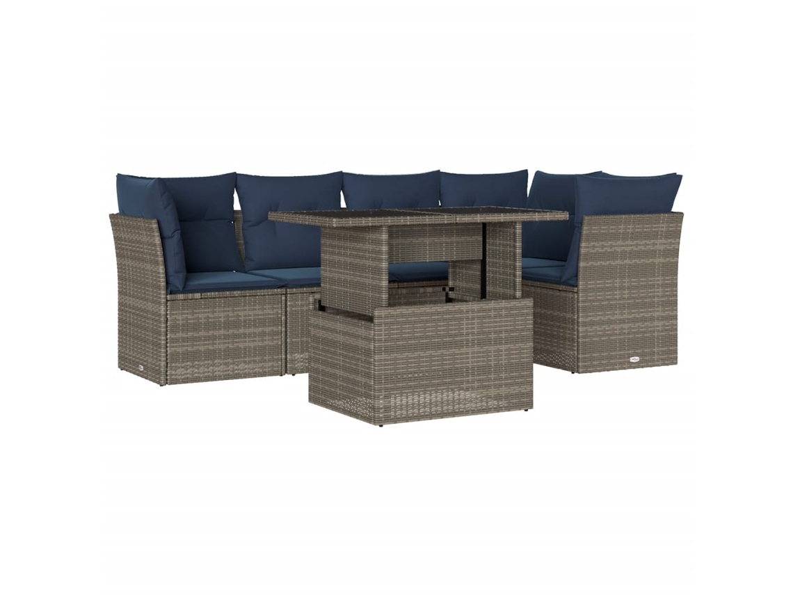 Maison Exclusive - Conjunto De Sofá De Jardín De 6 Piezas Con Cojines, Poliratán Gris