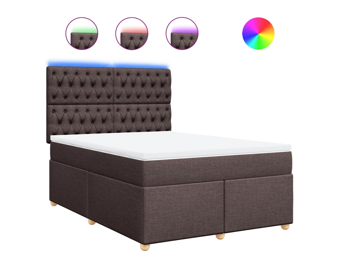 Maison Exclusive - Cama Box Spring Con Colchón Tela Marrón Oscuro 160x200 Cm