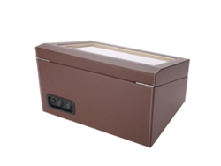 Caja giratoria automática para 4 relojes automáticos con 6 compartimentos, marrón