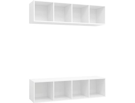 vidaXL Muebles de pared para TV 2 uds aglomerado blanco
