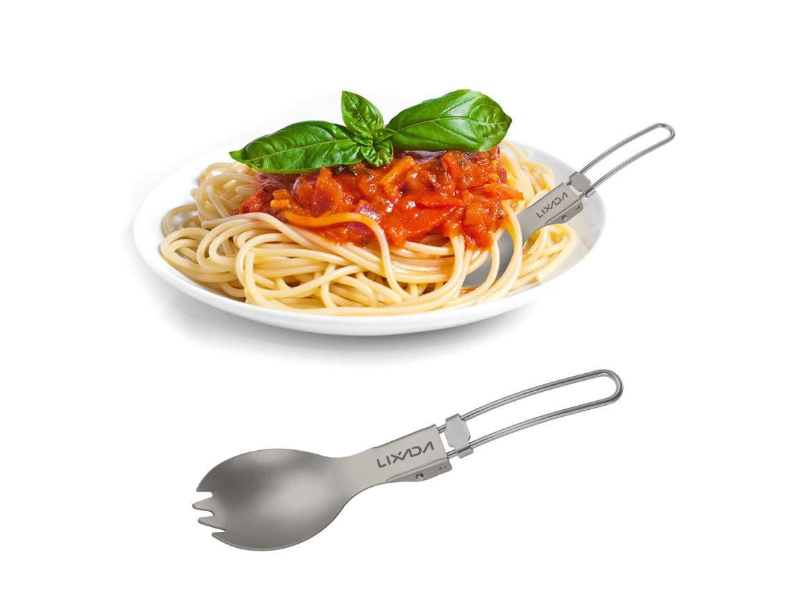Juego De Utensilios De Cocina Ultraligeros De Titanio Para Camping Lixada: Cacerola Pequeña De 900/1100 Ml Y Tenedor-cuchara Plegable De 350 Ml.
