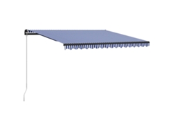 Toldo retráctil manual 450x300 cm azul y blanco Dkd Home Decor
