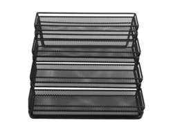 Estante metálico extensible de 4 niveles para especias de cocina.