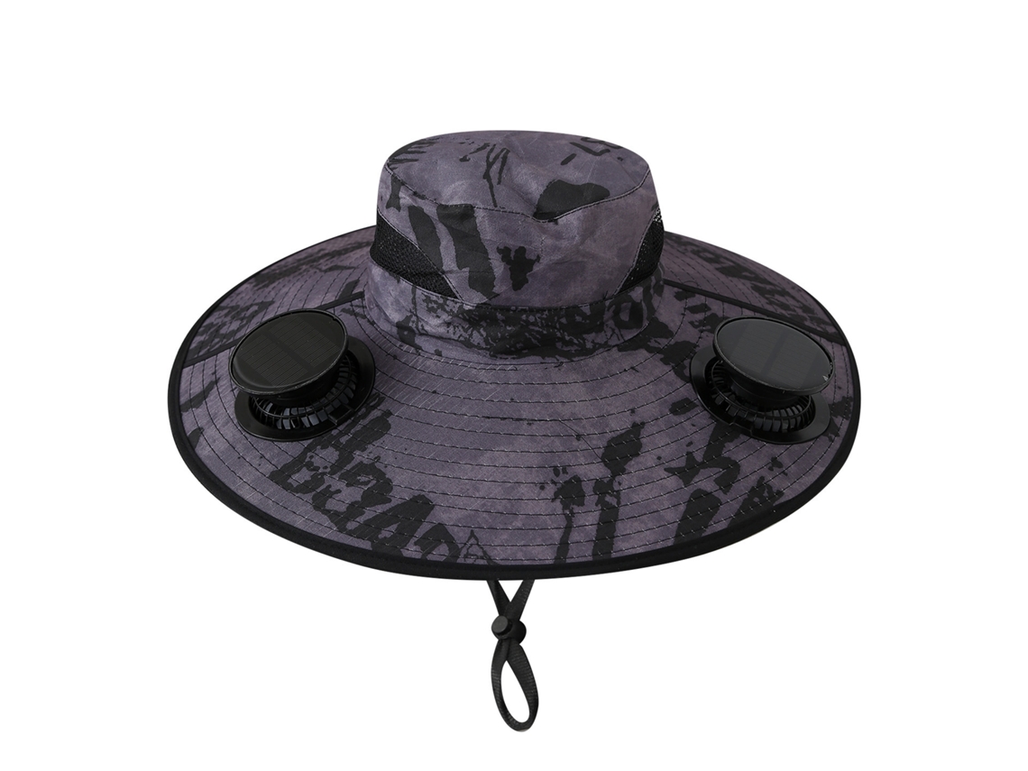 (camuflaje Redondo Gris Oscuro) Sombrero Con Ventilador Solar, Recargable, Parasol Para Pesca Al Aire Libre Y Protección Solar