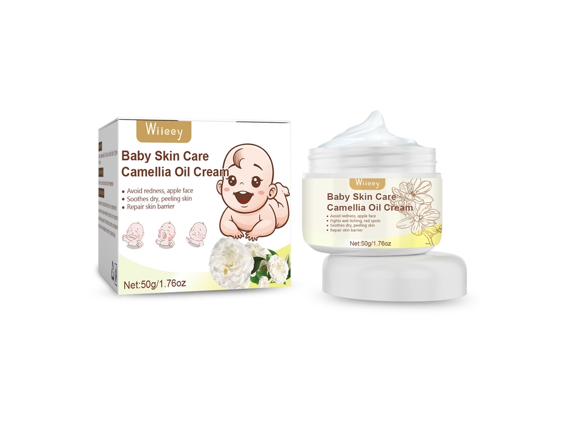 Crema para el cuidado de la piel del bebé con camelia