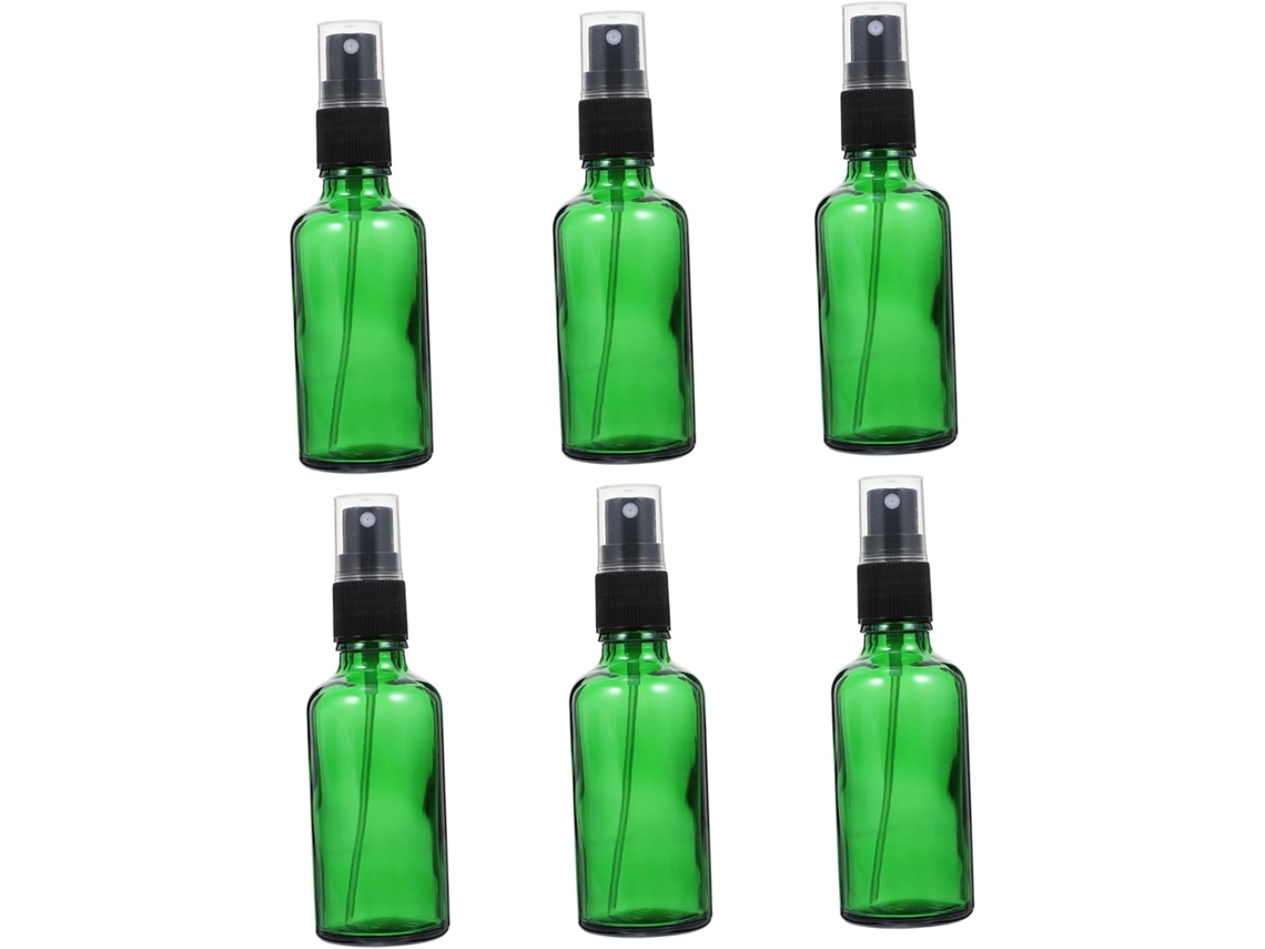 Conjunto De 6 Frascos De Vidro Verde Com Spray Para Óleos Essenciais, Frascos Herméticos Vazios.